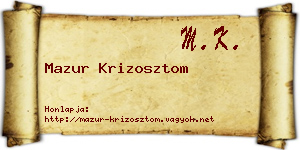 Mazur Krizosztom névjegykártya
